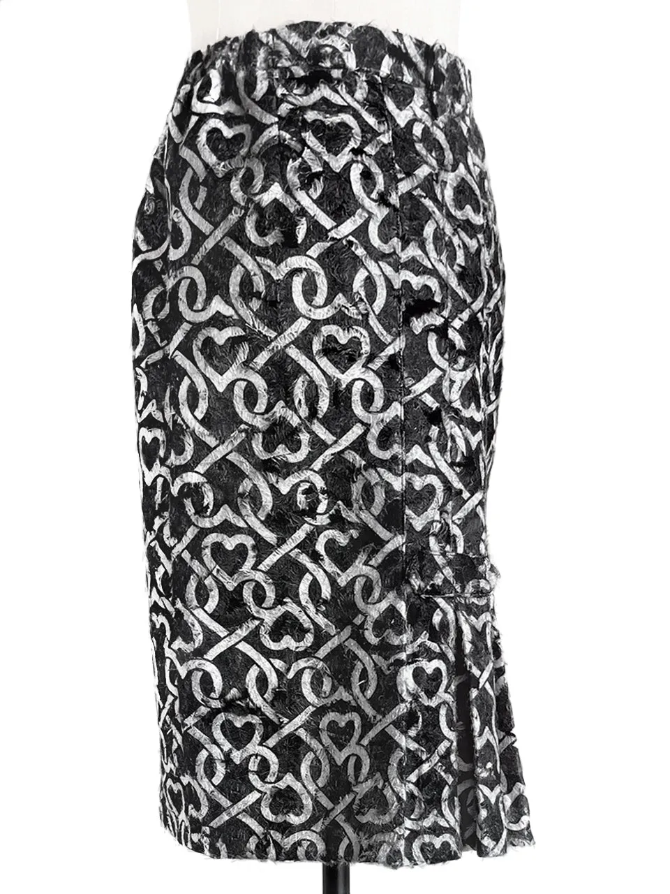 Surprise Sale! Furry Print Studded Pleat Back Straight Skirt