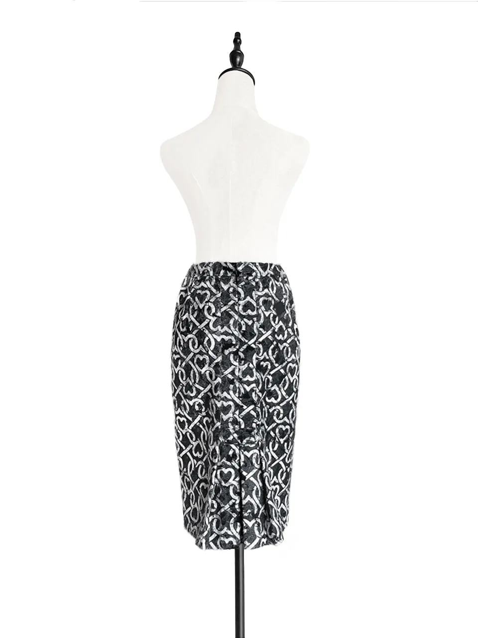 Surprise Sale! Furry Print Studded Pleat Back Straight Skirt