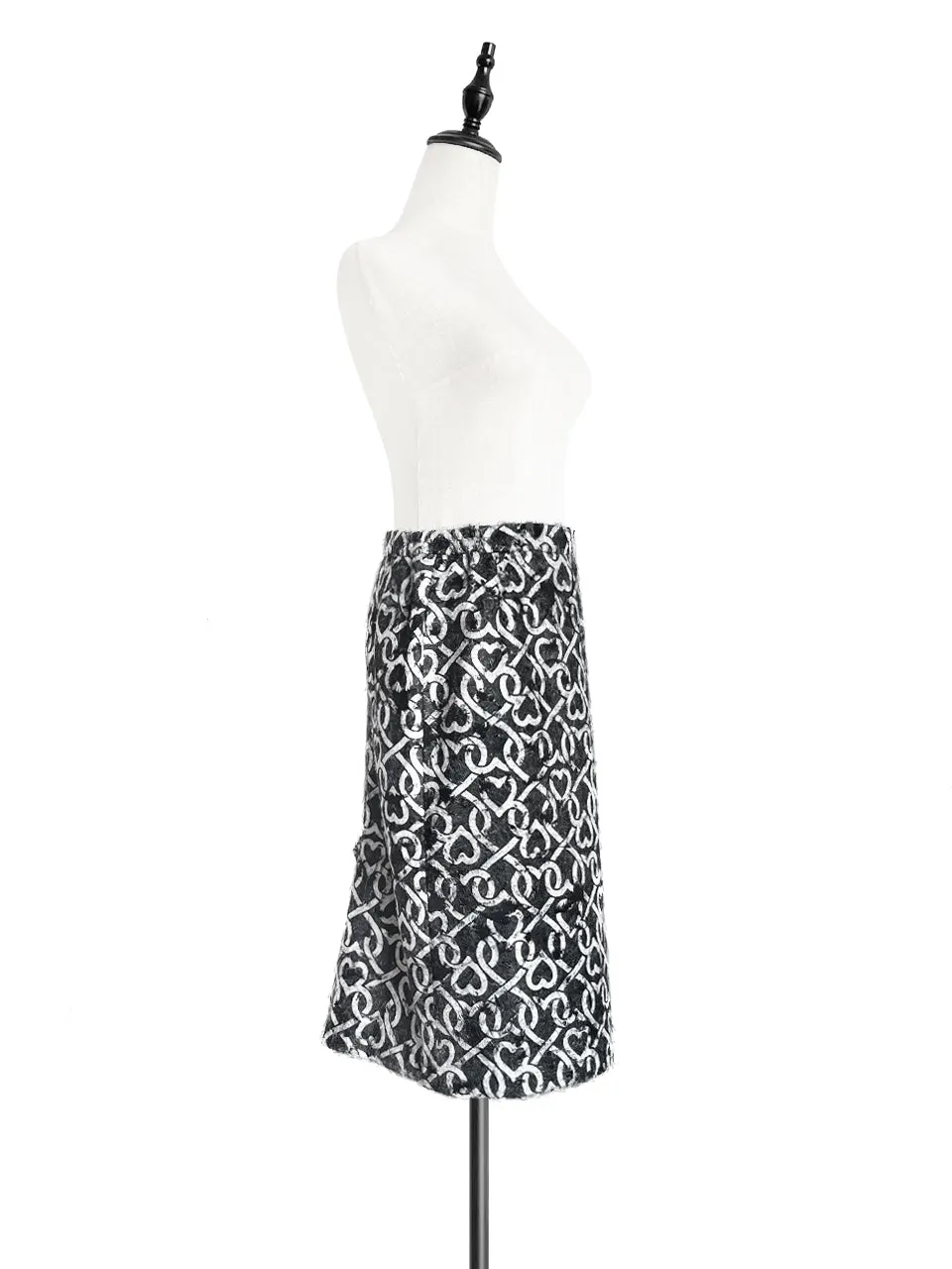 Surprise Sale! Furry Print Studded Pleat Back Straight Skirt