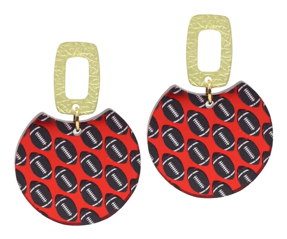 The Leighton Earring - Red   Black Football