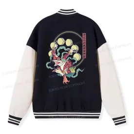 Tokyo-Tiger Frog Monster Japanese Embroidery Varsity Jacket