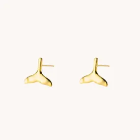 Whale Tail Gold Stud Earrings