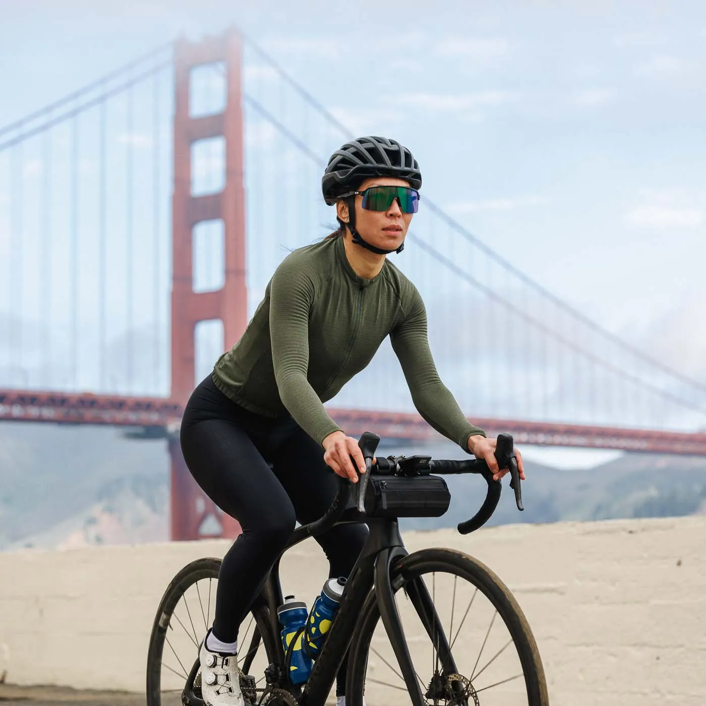 Women's Long Sleeve Micro Grid Jersey - Olive